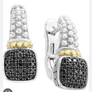 Balissima by EFFY® black Diamond Beaded Earrings in Sterling Silver & 18k Gold